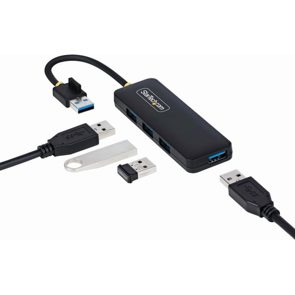 4-Port USB-A Hub, USB 3.0 (5Gbps) Data Transfer, Bus Powered, Travel Mini Hub, Portable Multi-Port USB Splitter, Windows PC, MacBook, iMac, Chromebook, Surface and More