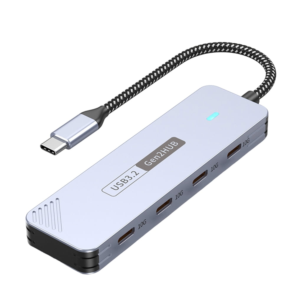 4 Port USB C Hubs 10Gbps Fast Speed Data Transfer Aluminum Alloy Splitter For Laptop PC Tablets External Drive