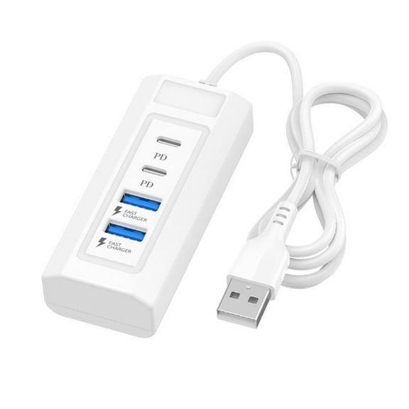4 Port USB Charging Hub Expander With Double Type C And USB Ports For Mobile Devices And Gadgets