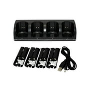 4-Port USB Charging Station With Rechargeable Batteries For Wii Remote Controllers