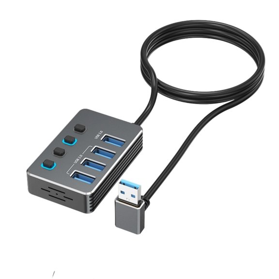 4-Port USB Hub with LED Controls per Port, USB 5Gbps & USB2.0