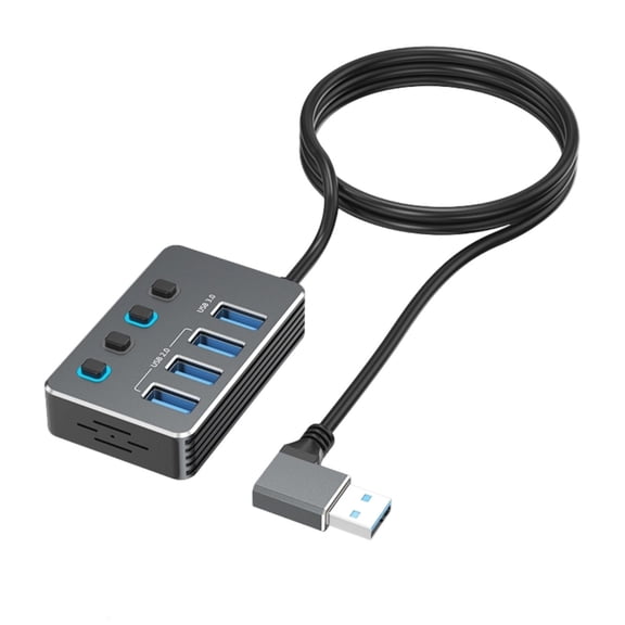 4-Port USB Hub with LED Controls per Port, USB 5Gbps & USB2.0