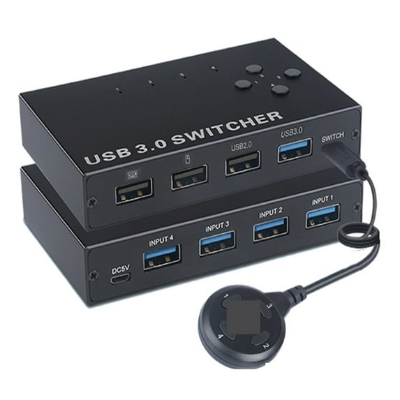 4-Port USB3.0 Sharer Switch USB KVM Switcher With Controller PC Sharing Splitter For Keyboard Mouse Printer Monitor USB Switcher