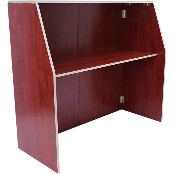 4' Portable Folding Event Bar with Shelves, Mobile Laminate Bartender Station for Parties and Events - Brown