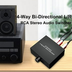 TOP! 4 Ports Bi-Directional R L Audio Switcher Box Rotary Switch Plug and Play Splitter for TV Game Console