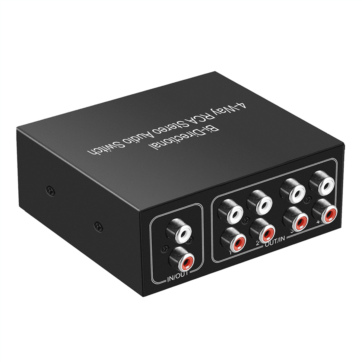 4 Ports BiDirectional RCA Audio Switcher Box Audio Rotary Switch Plug