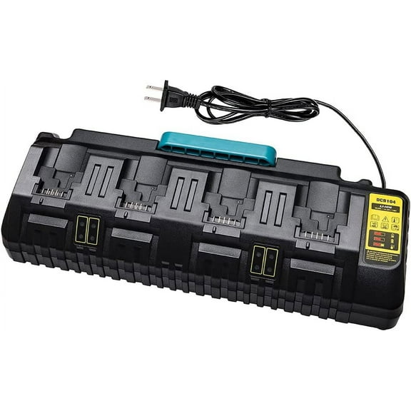 4 Ports DCB104 20V MAX Battery Charger Replacement for Dewalt DCB102 DCB102BP DCB104 DCB107 DCB115 DCB118