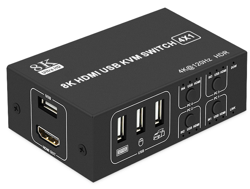 4 Ports Displayport KVM Switch 4K 60Hz 4 In 1 Out USB DP KVM Switch Box DP USB KVM Share Monitor Mouse Keyboard Printer Switcher