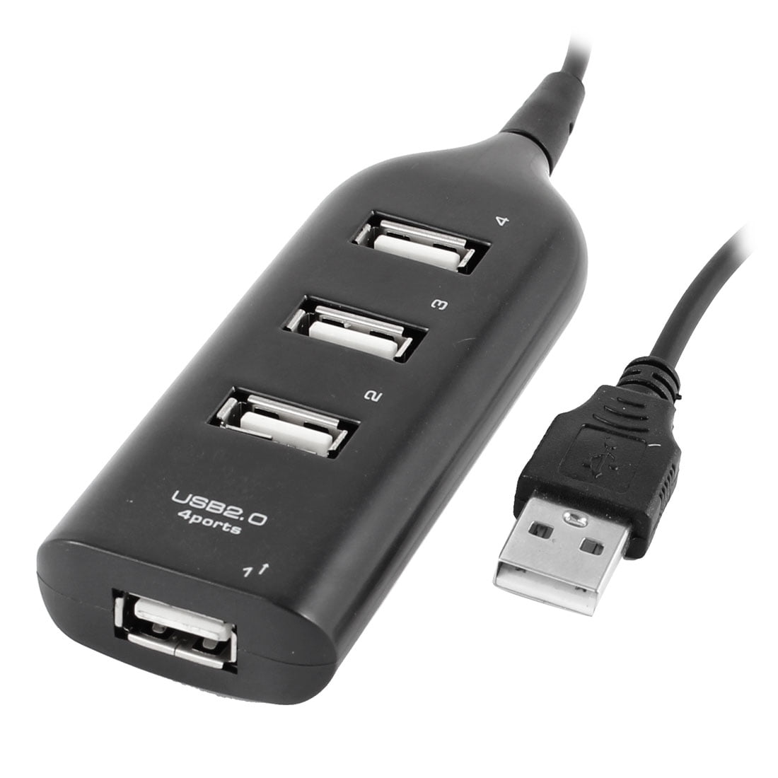 REGALWOVEN 4 Ports Laptop USB 2.0 External Hub Splitter Adapter Black