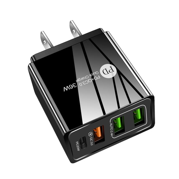 4 Ports with Quick Charger Lightning Fast Charger Fast Charging Block for Smart Phones, Tablets, Devices with Multiple Ports | Wall Charge for Travel & Home
