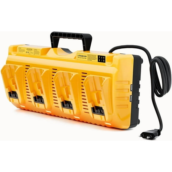 4-Ports Rapid Charger Replacement for Dewalt 12v 20v Max Battery Charger Station DCB104, Compatible with Dewalt 12V 20V Max Lithium Battery DCB120 DCB127 DCB200 DCB206