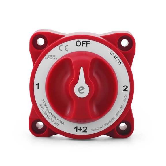4 Position 32V 350A Battery Selector Switch Disconnect, Heavy Duty Rotary Power Cutoff Isolator For Marine Boat RV Truck ATV UTV Camper,red