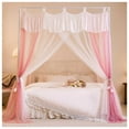 thumbnail image 1 of 4-Post Bed Canopy With Ruffle Decoration, Double Layer Cozy Mesh Mosquito Net For Adults, Wedding, Bedroom, 1 of 5