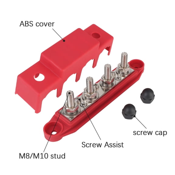 4 Post Busbar Bus Bar Power Distribution 12V 250A 5/16 Red and Black Pair