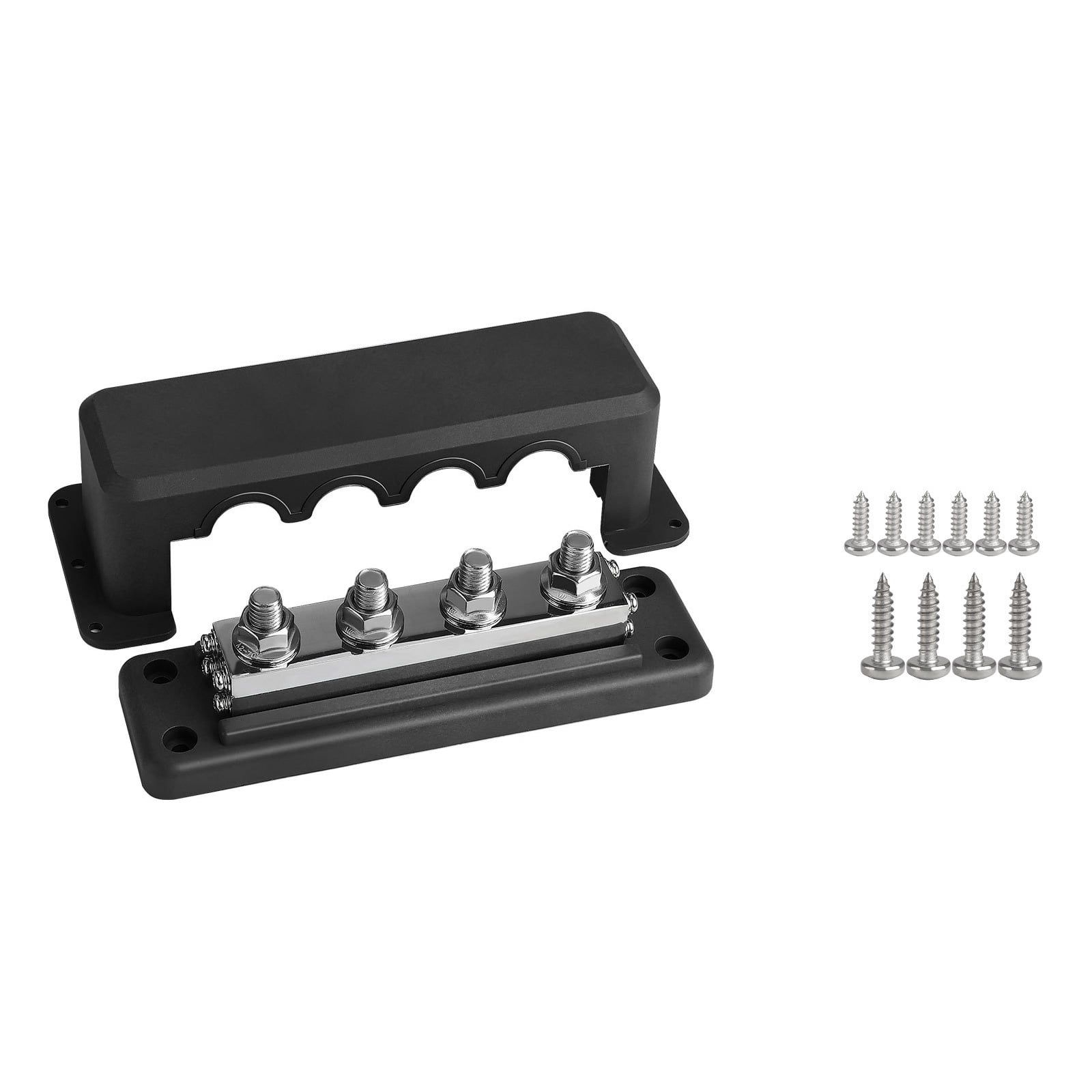 4 Post Power Distribution Block Bus with Cover 600A Marine Bus Terminals Distribution Block (3/8”)