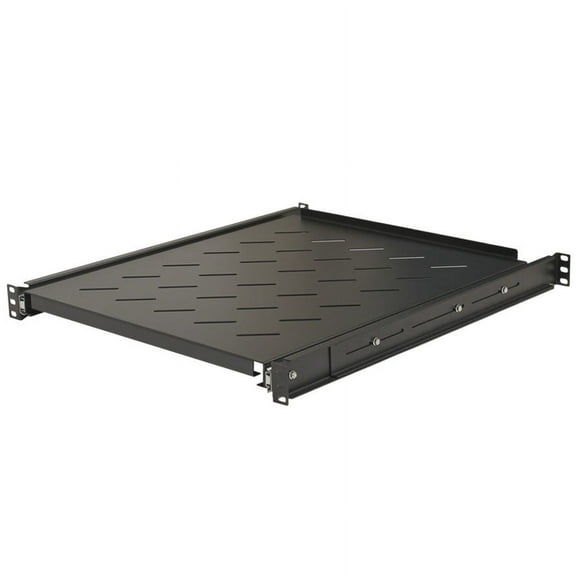 4-Post Sliding Server Shelf, Cold Rolled Steel, Black, Venting, Adjustable, 550mm depth, 9.24 lbs, Rack Mount, 1U(1RU)