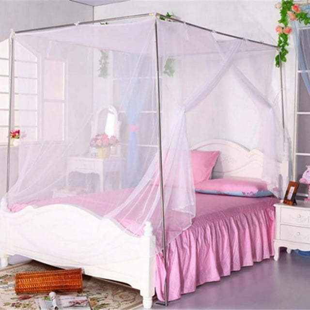 4 Poster Bed Canopy Functional Mosquito Insect Netting Fit Twin, Twin/full Bunk Bed, Full, Queen and King Bed