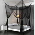 thumbnail image 1 of 4 Poster Bed Canopy Netting Functional Mosquito Net Full Queen King Black 76"x86"x96"(WxLxH), 1 of 7