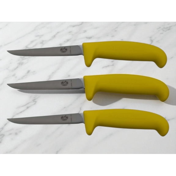4" Poultry Boning Knife Stainless Steel Blade Yellow Handle Set of 3