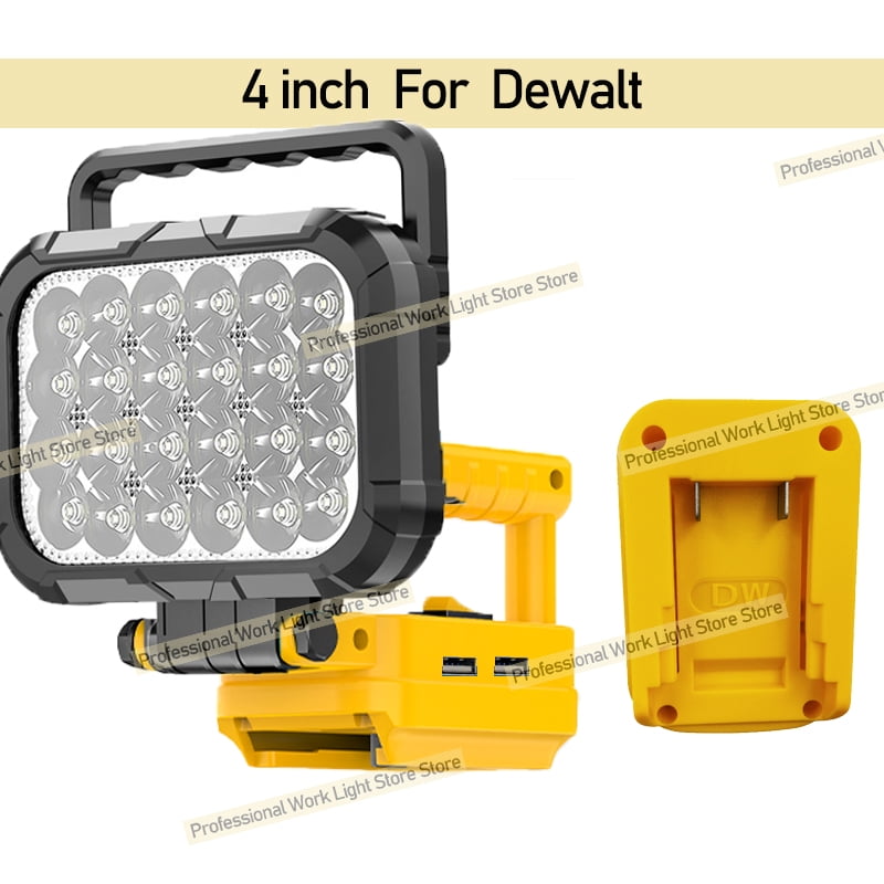 4" Power Tool Parts For De*walt 20V Battery LED Work Lights Outdoor Lamp Hand Lantern Spotlight USB Charger