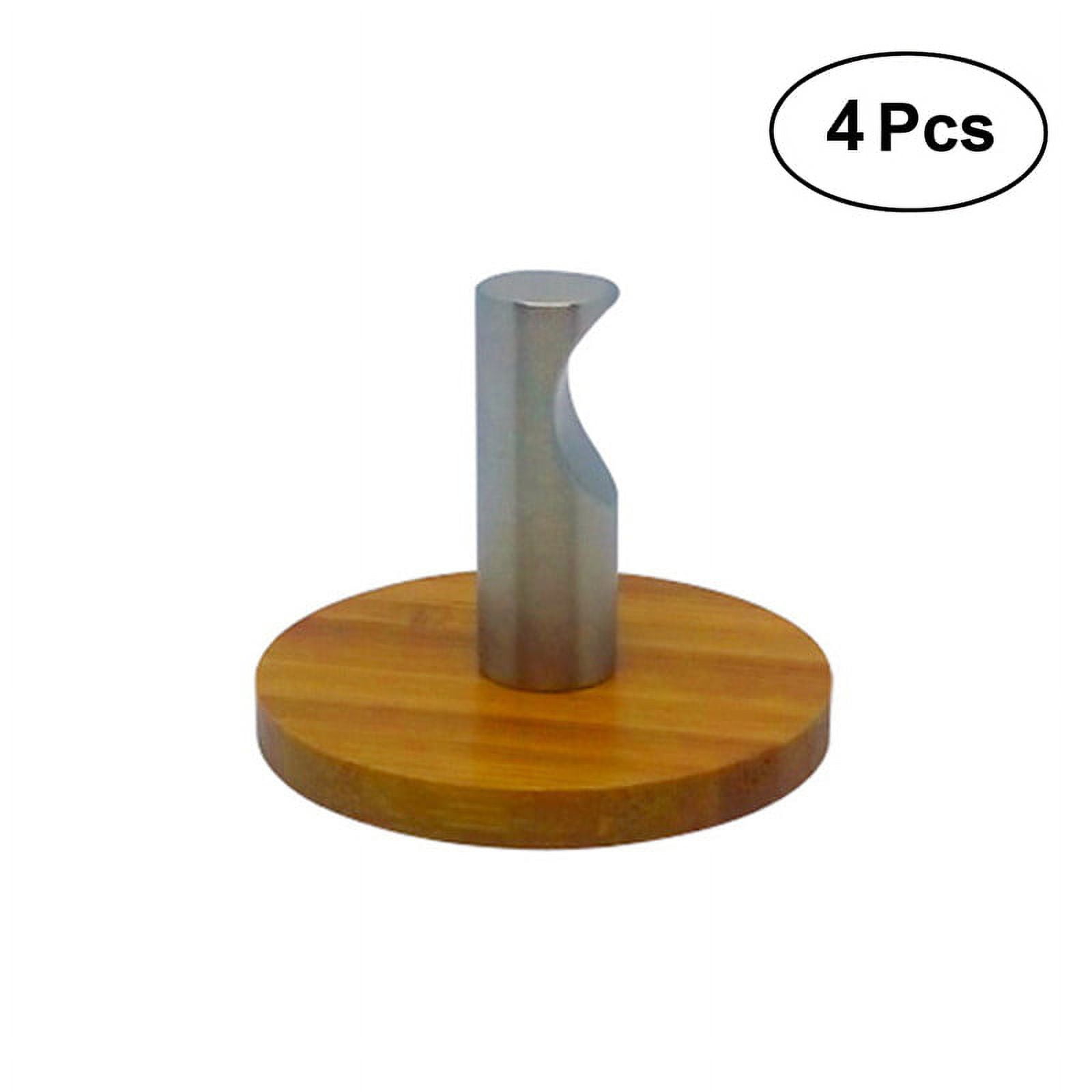 4 Ppcs Notchy Adhesive Hooks Bamboo Wood & Stainless Steel Wall Hangers