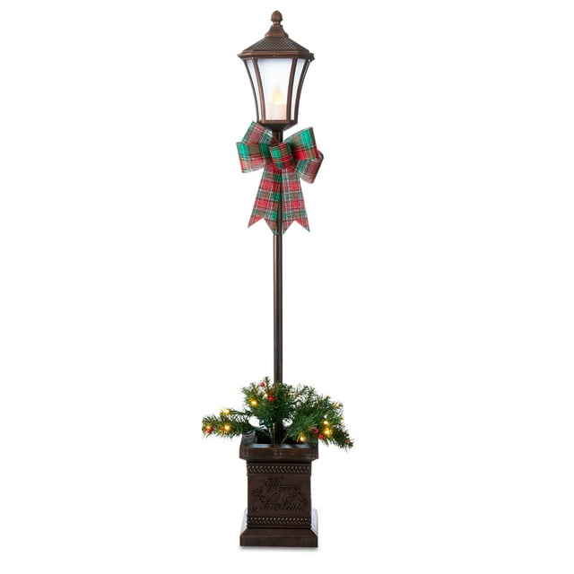4' PreLit Christmas Lamp Post with 25 Warm White LED Lights, Holiday