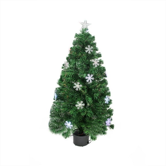 4' Pre-Lit Color Changing Fiber Optic Artificial Christmas Tree with Snowflakes