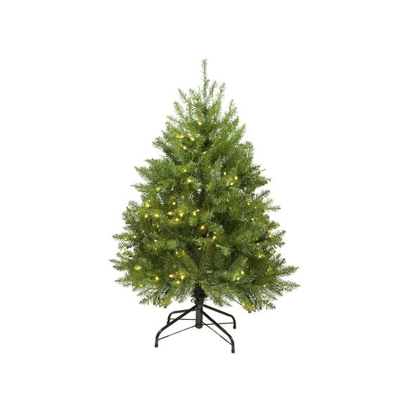 4' Pre-Lit Northern Pine Full Artificial Christmas Tree - Warm Clear LED Lights