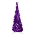 thumbnail image 1 of Northlight 4' Pre-Lit Purple Tinsel Pop-Up Artificial Christmas Tree, Clear Lights, 1 of 7