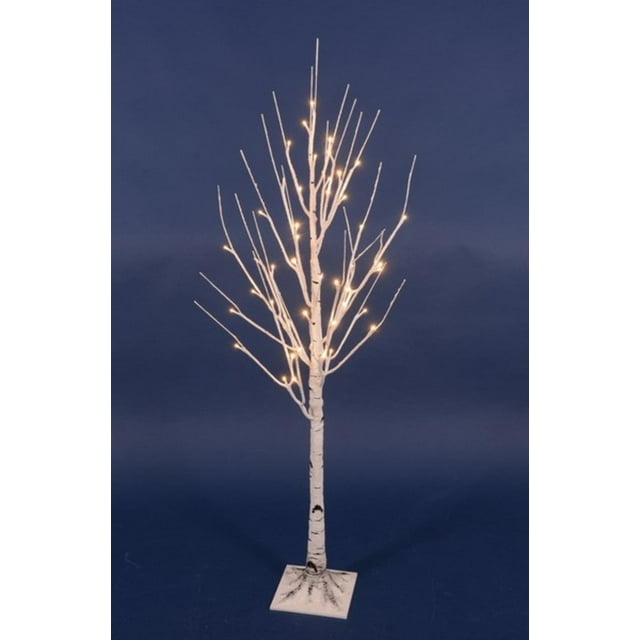 4" PreLit Warm White LED Lighted Christmas Twig White Birch Tree