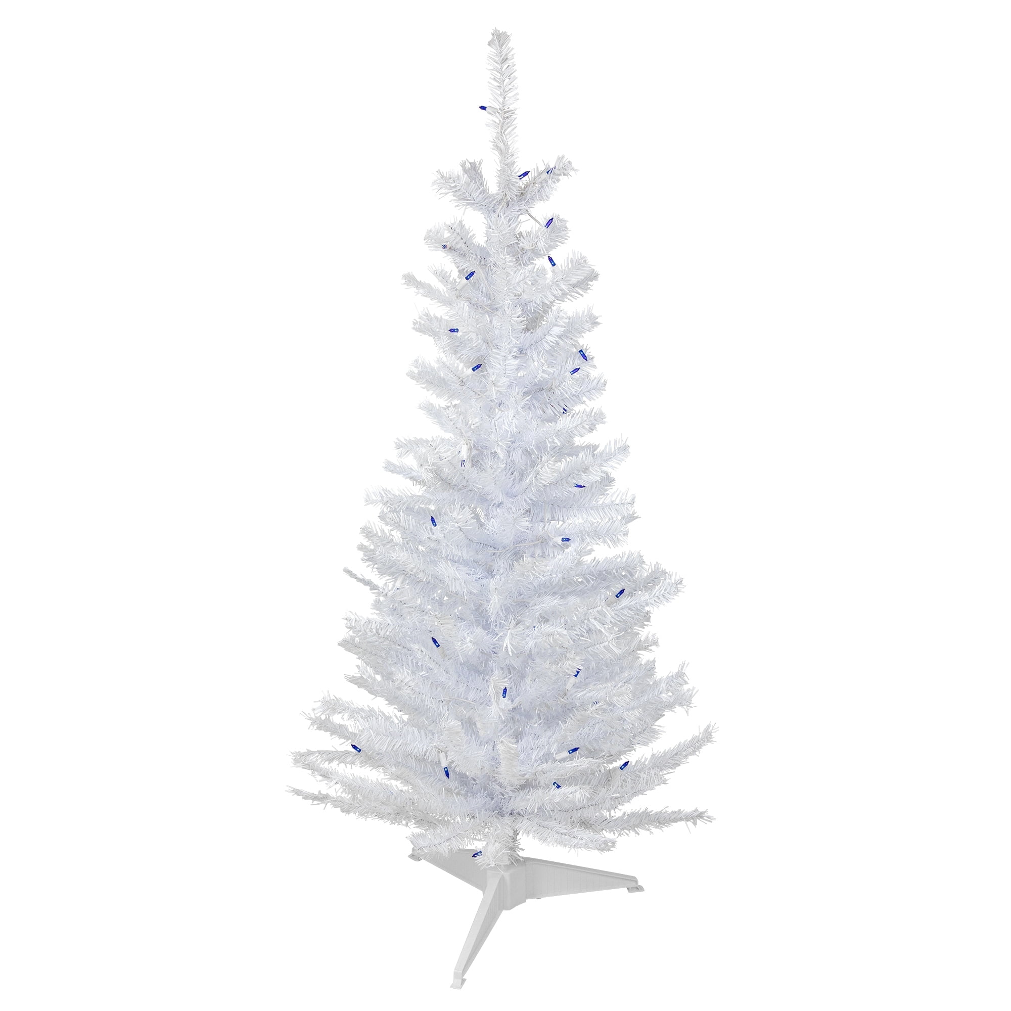 4' Pre-Lit Woodbury White Pine Slim Artificial Christmas Tree Blue