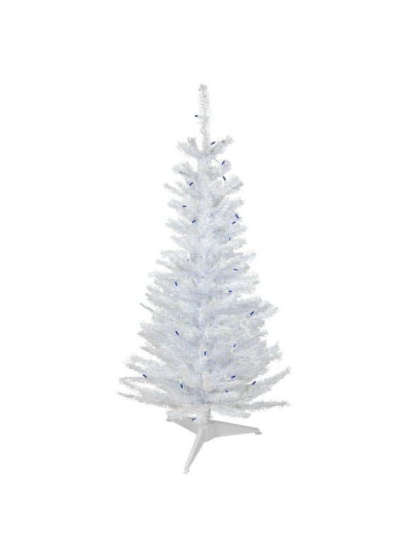 4' Pre-Lit Woodbury White Pine Slim Artificial Christmas Tree Blue