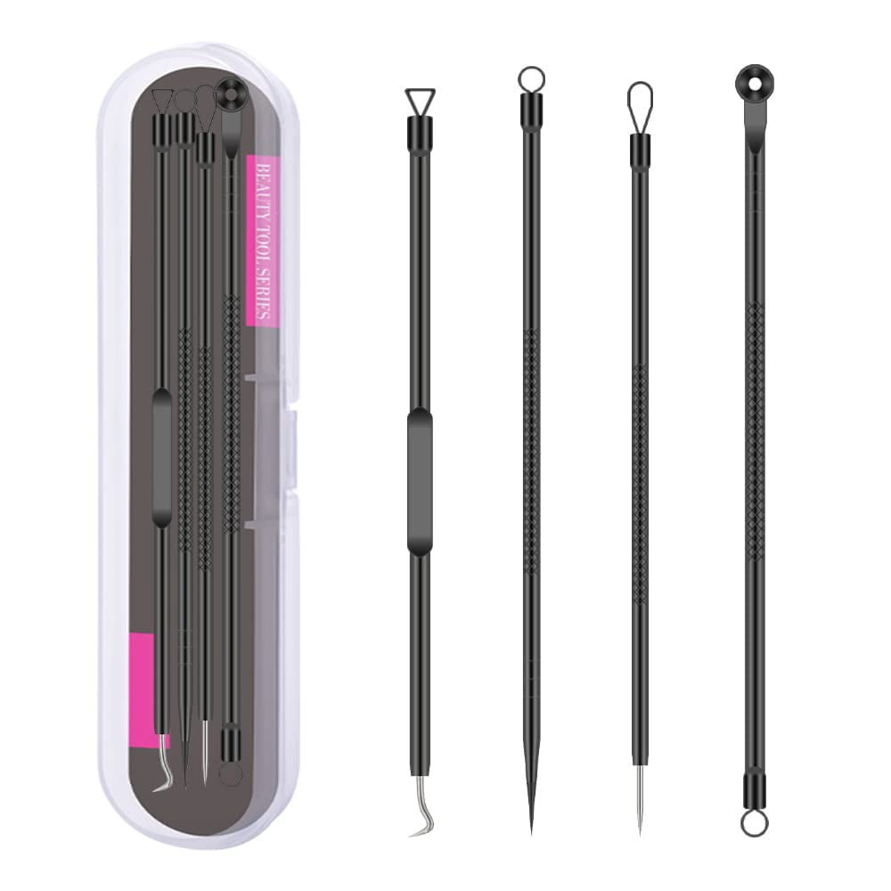 4 Professional Facial Blackhead Needle Set, Acne Whitehead Blackhead Extractor Stainless Steel, Deep Face Cleansing Tool