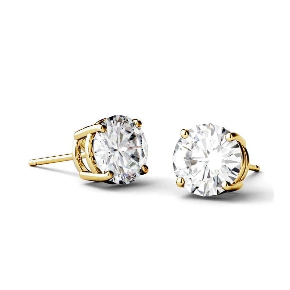 4 Prong 0.5 Carat Round Shaped Moissanite Solitaire Stud Earrings In 18K  White Gold Plating Over Silver 