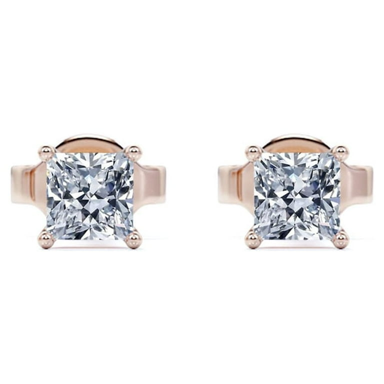 Rose gold princess outlet cut earrings