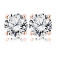 thumbnail image 1 of JeenMata 4 Prong 0.75 Carat Round Shaped Lab Created Diamond Solitaire Stud Earrings In 18K Rose Gold Plating Over Silver, 1 of 5