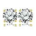thumbnail image 1 of JeenMata 4 Prong 0.75 Carat Round Shaped Lab Created Diamond Solitaire Stud Earrings In 18K Yellow Gold Plating Over Silver, 1 of 5