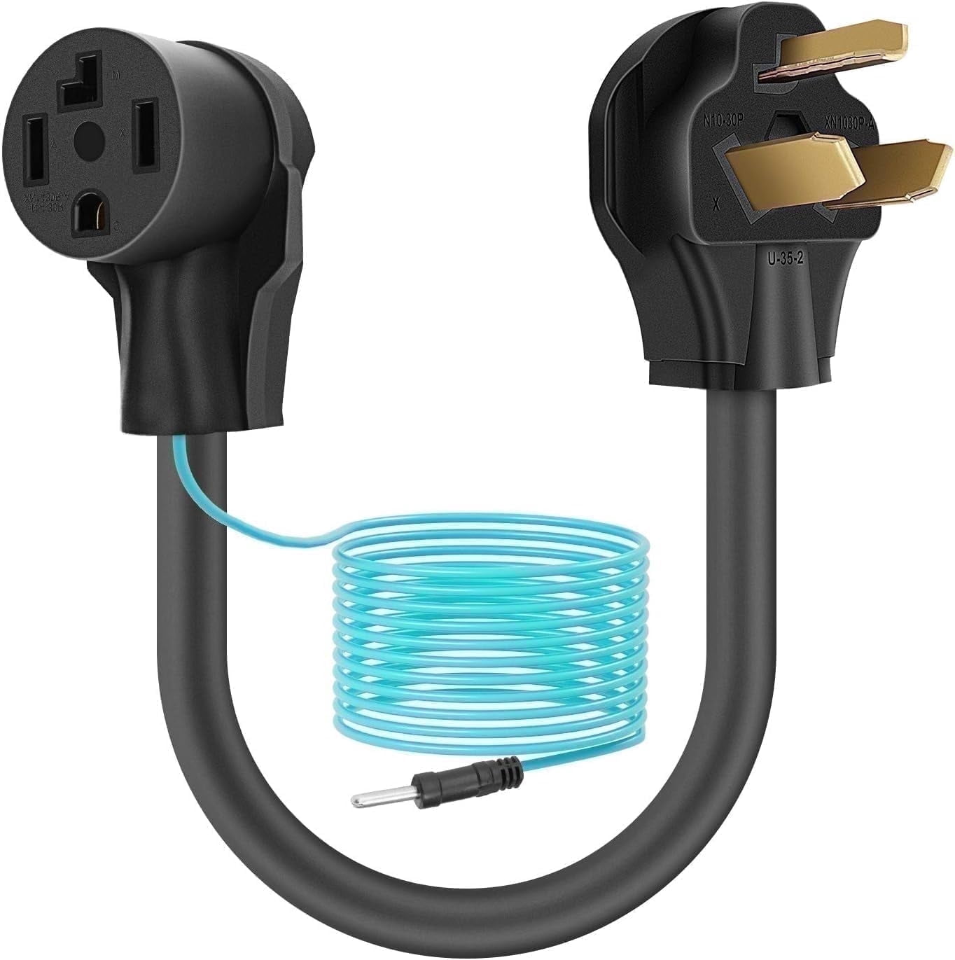 1.5FT 10-30P to 14-30R 10AWG STW 30A 250V Dryer Adapter Cable - 3 Prong Male