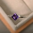 thumbnail image 1 of 4 Prong Princess Cut Amethyst Solitaire Women's Engagement Ring 925 Sterling Silver, 1 of 4