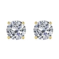 thumbnail image 1 of 4-Prong Round Moissanite Solitaire Stud Earrings in 18K White Gold Plated Silver – Available in 1/2 Ct, 1 Ct, & 2 Ct, 1 of 4