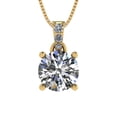thumbnail image 1 of 4 Prong Round Solitaire Simulated Diamond Necklace in Sterling Silver & Zirconia - 1.50ct Yellow, 1 of 7