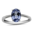 thumbnail image 1 of 4-Prong Set 925 Sterling Silver Blue Tanzanite Gemstone Solitaire Mother's Day Gifts Stacking Ring, 1 of 2