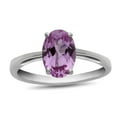 thumbnail image 1 of 4-Prong Set 925 Sterling Silver Oval Amethyst Solitaire Stacking Women Mother's Day Gift Ring, 1 of 2