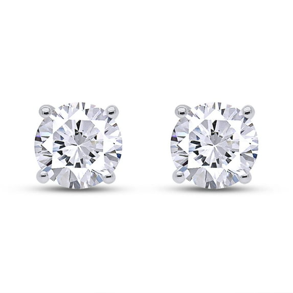 AFFY 3.90CT 8MM Moissanite Diamond Solitaire Stud Earrings for Womens 14K White Gold over Silver