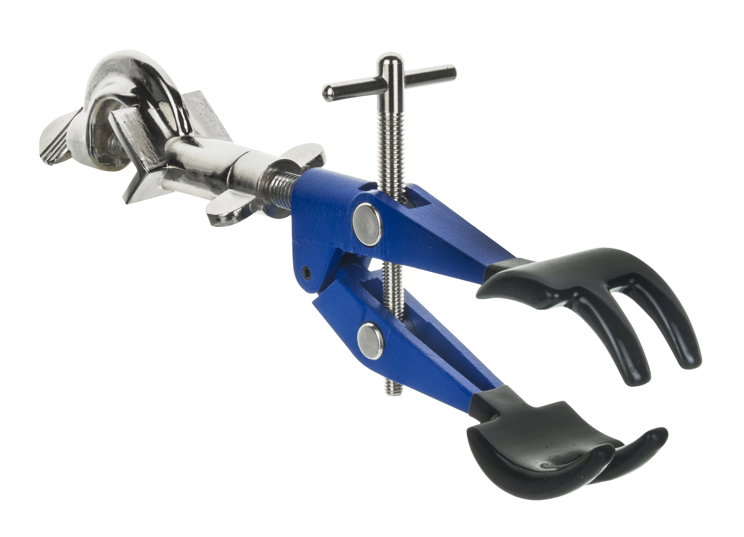 4 Prong, Vinyl Coated Clamp on Swivel Bosshead - 4.1" Max Clamp Opening, Bosshead fits up to 18mm Rods - Powder Coated Zinc Alloy Clamp - Research, Industrial Laboratory Grade -  Eisco Labs