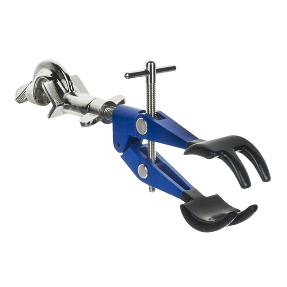 4 Prong, Vinyl Coated Clamp on Swivel Bosshead - 4.1" Max Clamp Opening, Bosshead fits up to 18mm Rods - Powder Coated Zinc Alloy Clamp - Research, Industrial Laboratory Grade - Eisco Labs