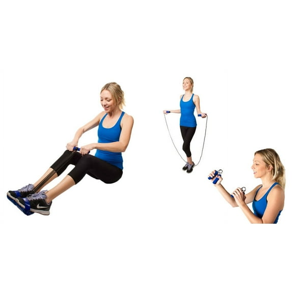 -4 Ps Bodybuilding Exercise Training Set with Hand Grip Jump Rope Spring Action-Rower