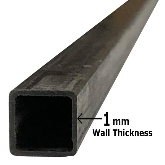 4 Pultruded Square Carbon Fiber Tube - 6mm x 6mm x 1000mm