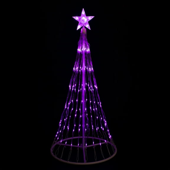 Northlight LED Lighted Christmas Cone Tree with Star Outdoor Decoration - 4' - Purple