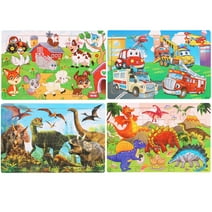 (4 Puzzles*30 Piece) Puzzles for Kids Ages 4-8, Wooden Jigsaw Puzzles 30 Pieces Preschool Toddler Puzzles Set for Boys and Girls